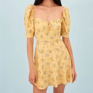 Reformation Lillet Yellow Floral Mini Dress